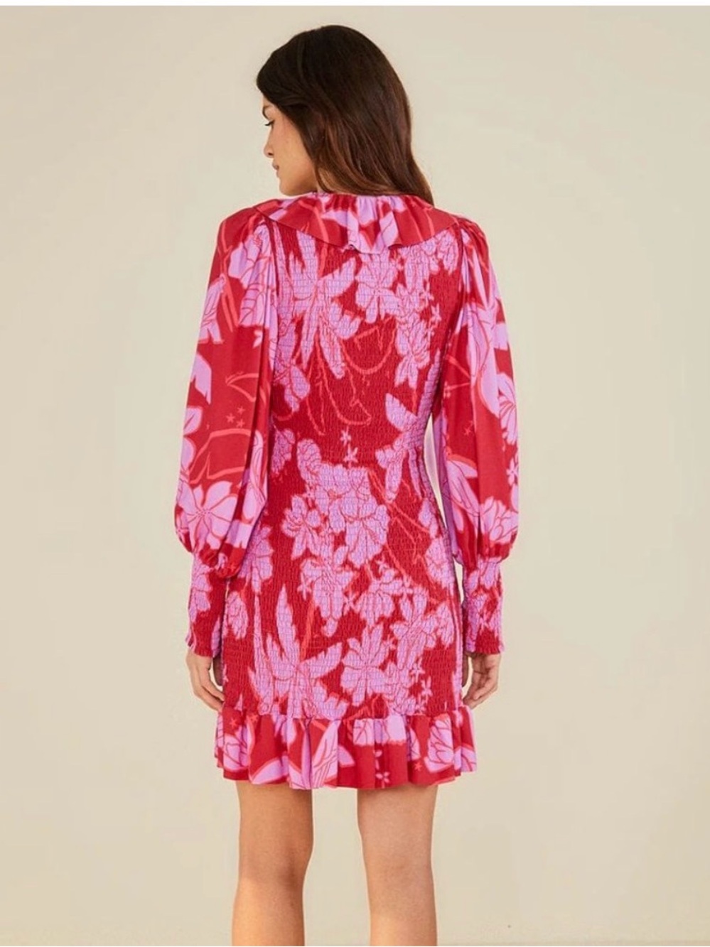 Farm Rio, NWT Floral Ruffle-Smock Mini Dress - Picture 3 of 4